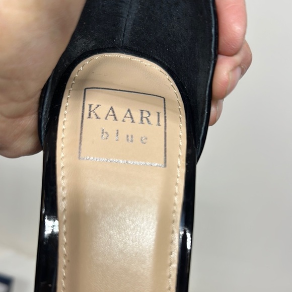 Kaari Blue Black Peep-Toe Heels with Ankle Strap - Picture 10 of 13